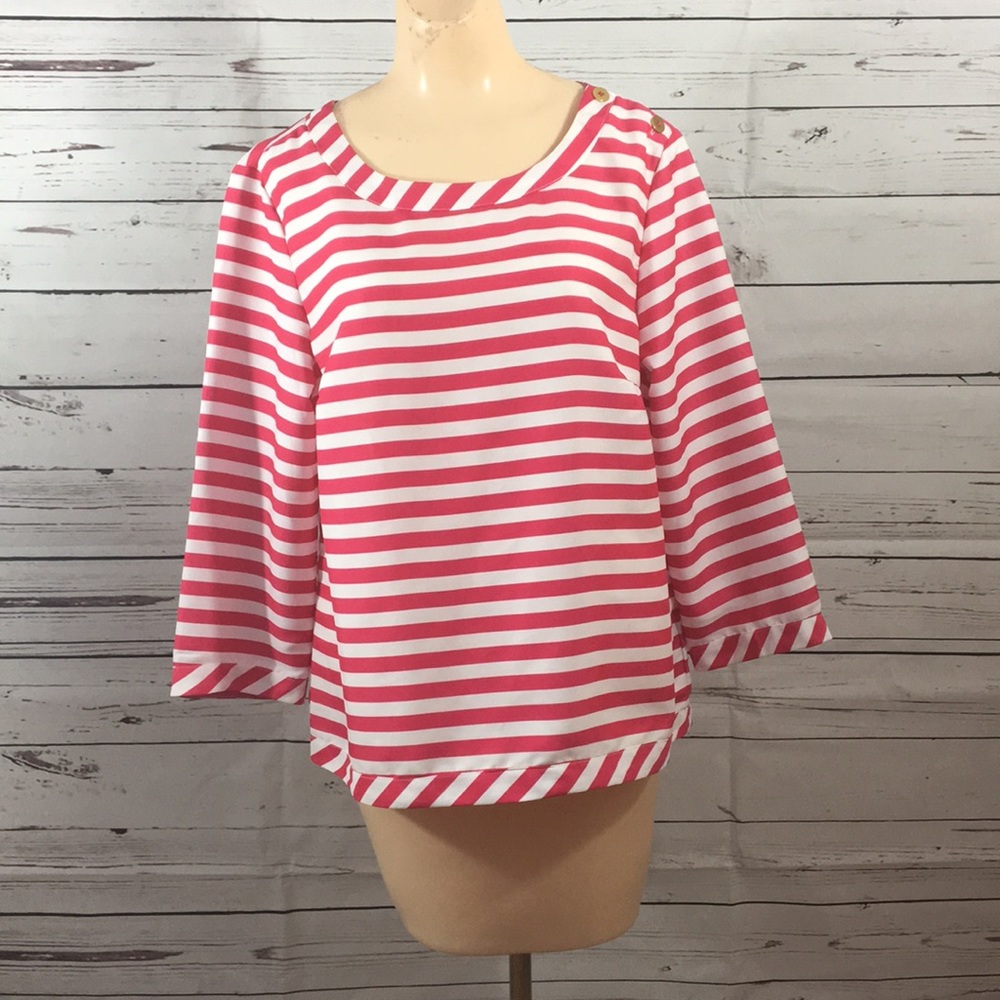 Tommy Hilfiger Pink and White Striped Top